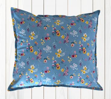 Decorative pillow by Rosa Linati floral pattern Allure blue mustard yellow pillowcase 100% cotton with pillow