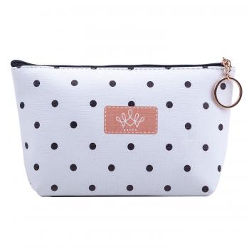 Toiletry bag white black dotted 21 * 12 cm