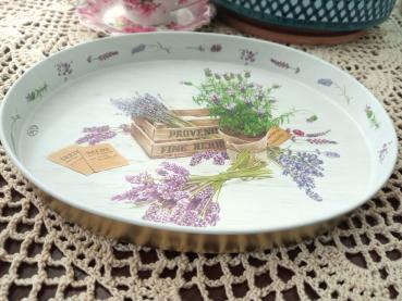 Serviertablett Servierplatte Oval 23x18cm Lavendel Provence Vintage Shabby Chic