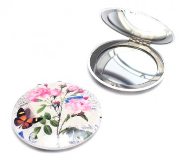 Pocket mirror with rose pattern